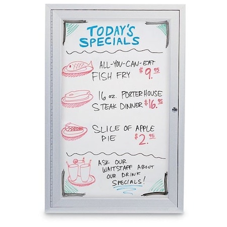 United Visual Products Single Indoor Magnetic Wet/Dry Erase Boa UV851-SATIN-WHTPORC